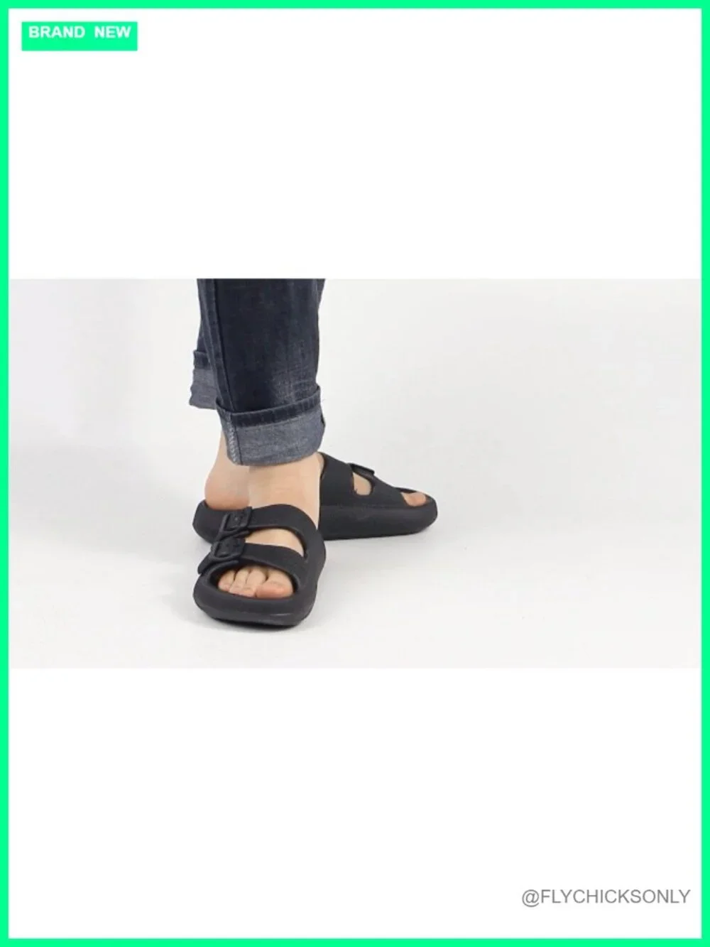 Double Buckle EVA Slide Sandals with Adjustable Straps